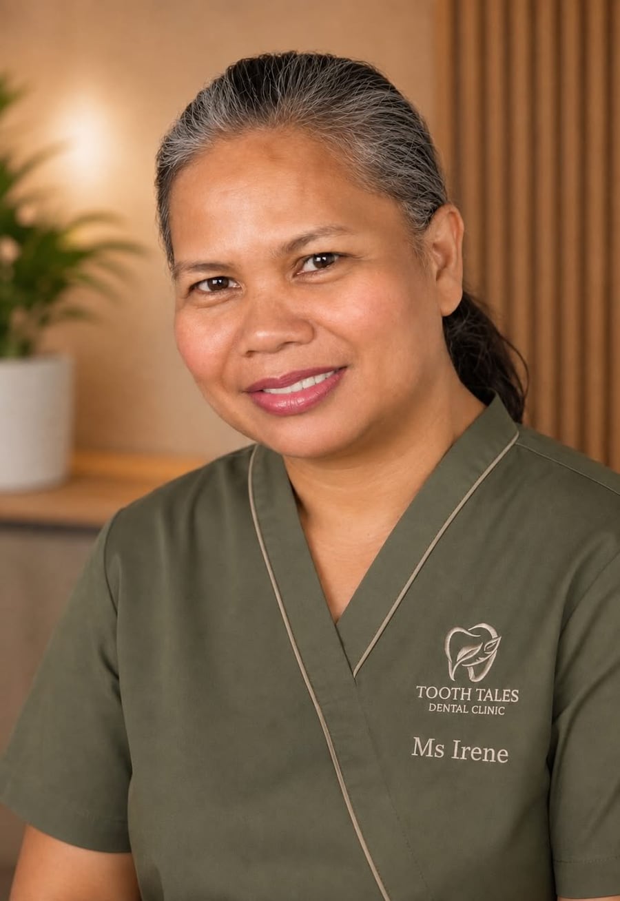 Ms Irene, receptionist at Tooth Tales Dental Clinic